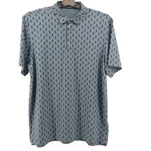 Vineyard Vines OTG Palmero Polo Mens XL Blue Mojito Print Performance Golf Shirt